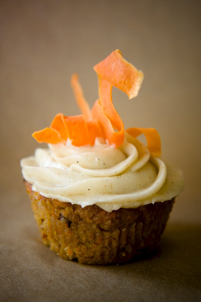 Candied Carrot Curls Cupcake Project