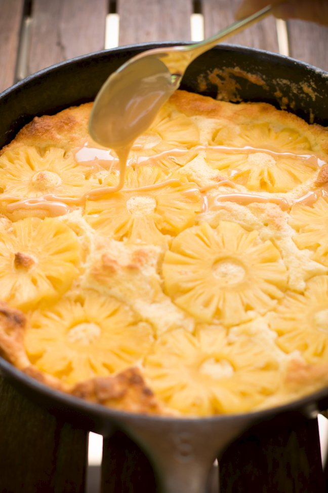 Lime, Pineapple, and Mascarpone Breakfast Soufflé with Dulce de Leche