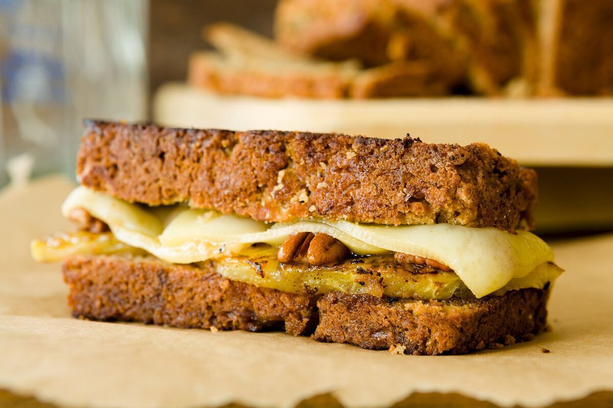 Hummingbird Grilled Cheese Sandwich Made with Banana Bread Cupcake