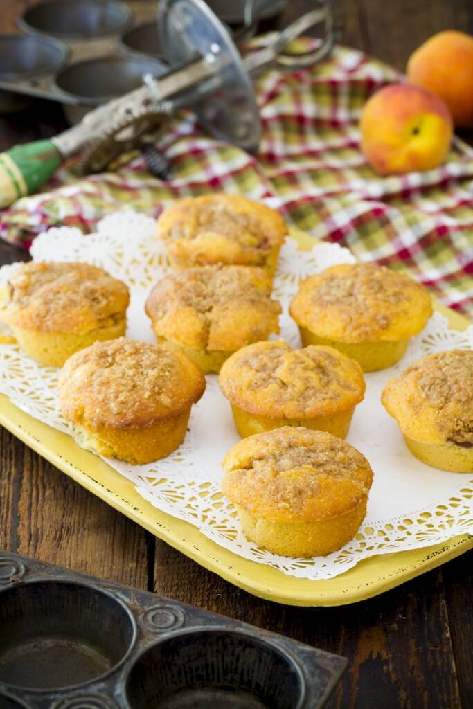 StreuselTopped PeachStuffed Corn Muffins Cupcake Project