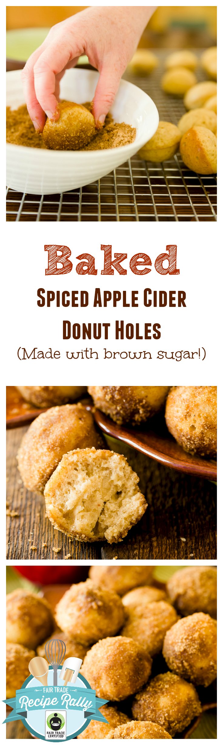 Baked Spiced Apple Cider Donut Holes Made with Brown Sugar Cupcake