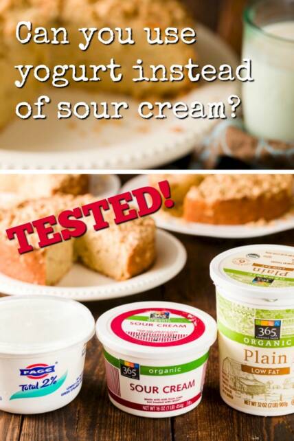 Advantages of Sour Cream When cooking or baking with yogurt instead of sour cream, however, there are a few other things to keep in mind beyond the simple one-to-one substitution ratio: Go for whole-milk Greek yogurt: The yogurt closest in texture and flavor to regular sour cream is whole-milk Greek yogurt.