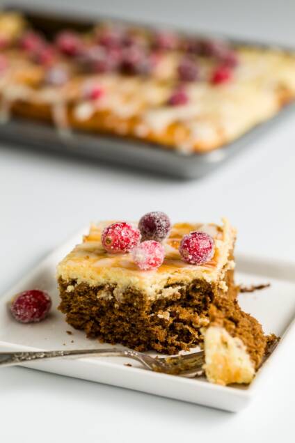 Cheesecake-Topped Holiday Gingerbread