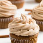 cinnamon cream cheese frosting on a cupcake