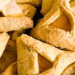 close up of a big plate of hamantaschen