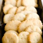 Tray of homemade Ritz crackers