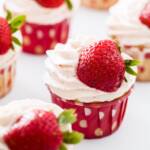 Vanilla Cupcakes With Strawberry Whipped Cream Frosting