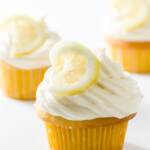 Lemon cream cheese frosting on a few cupcakes